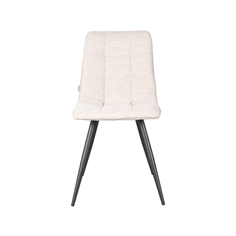 LABEL51 Eetkamerstoelen Jelt - Naturel - Boucle - Zwart Metalen Frame