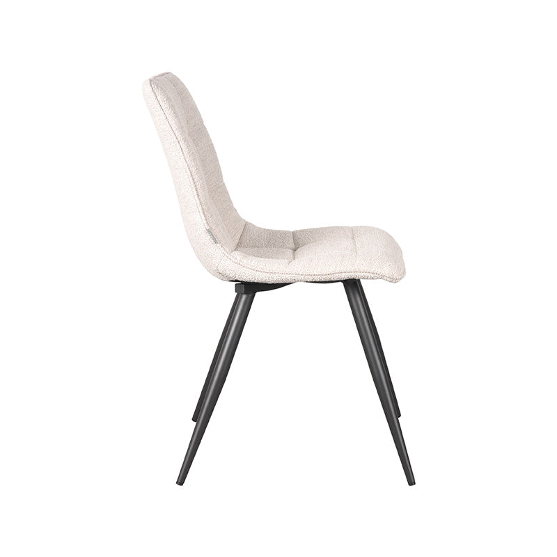 LABEL51 Eetkamerstoelen Jelt - Naturel - Boucle - Zwart Metalen Frame