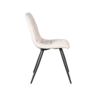 LABEL51 Eetkamerstoelen Jelt - Naturel - Boucle - Zwart Metalen Frame