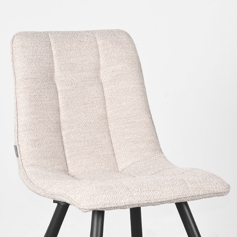 LABEL51 Eetkamerstoelen Jelt - Naturel - Boucle - Zwart Metalen Frame
