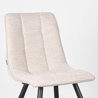 LABEL51 Eetkamerstoelen Jelt - Naturel - Boucle - Zwart Metalen Frame