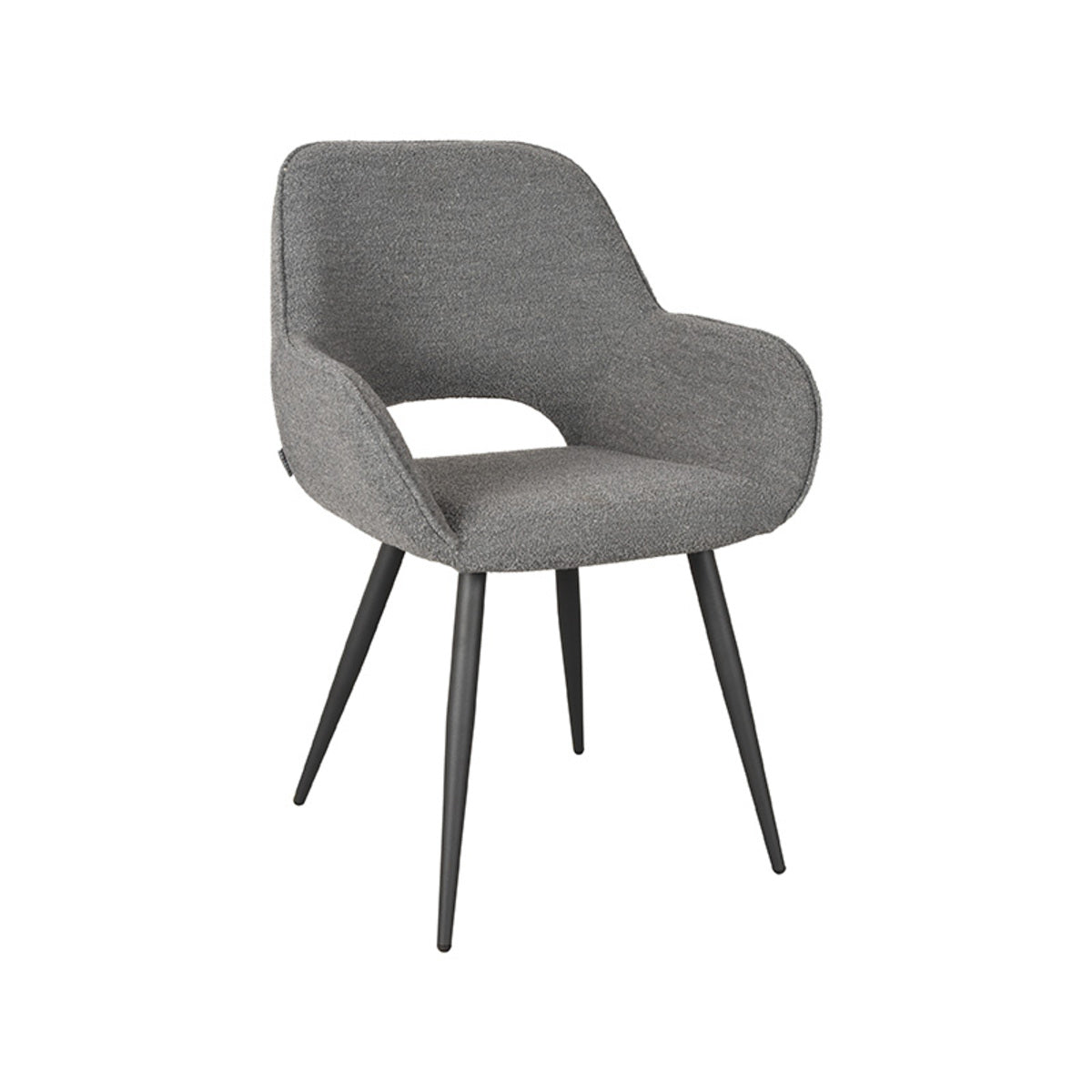LABEL51 Eetkamerstoelen Fer - Grijs - Boucle - Zwart Metalen Frame