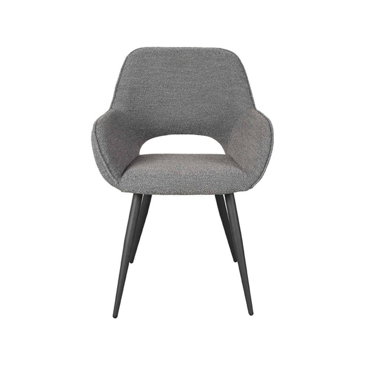 LABEL51 Eetkamerstoelen Fer - Grijs - Boucle - Zwart Metalen Frame