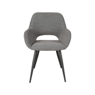 LABEL51 Eetkamerstoelen Fer - Grijs - Boucle - Zwart Metalen Frame