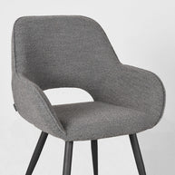 LABEL51 Eetkamerstoelen Fer - Grijs - Boucle - Zwart Metalen Frame