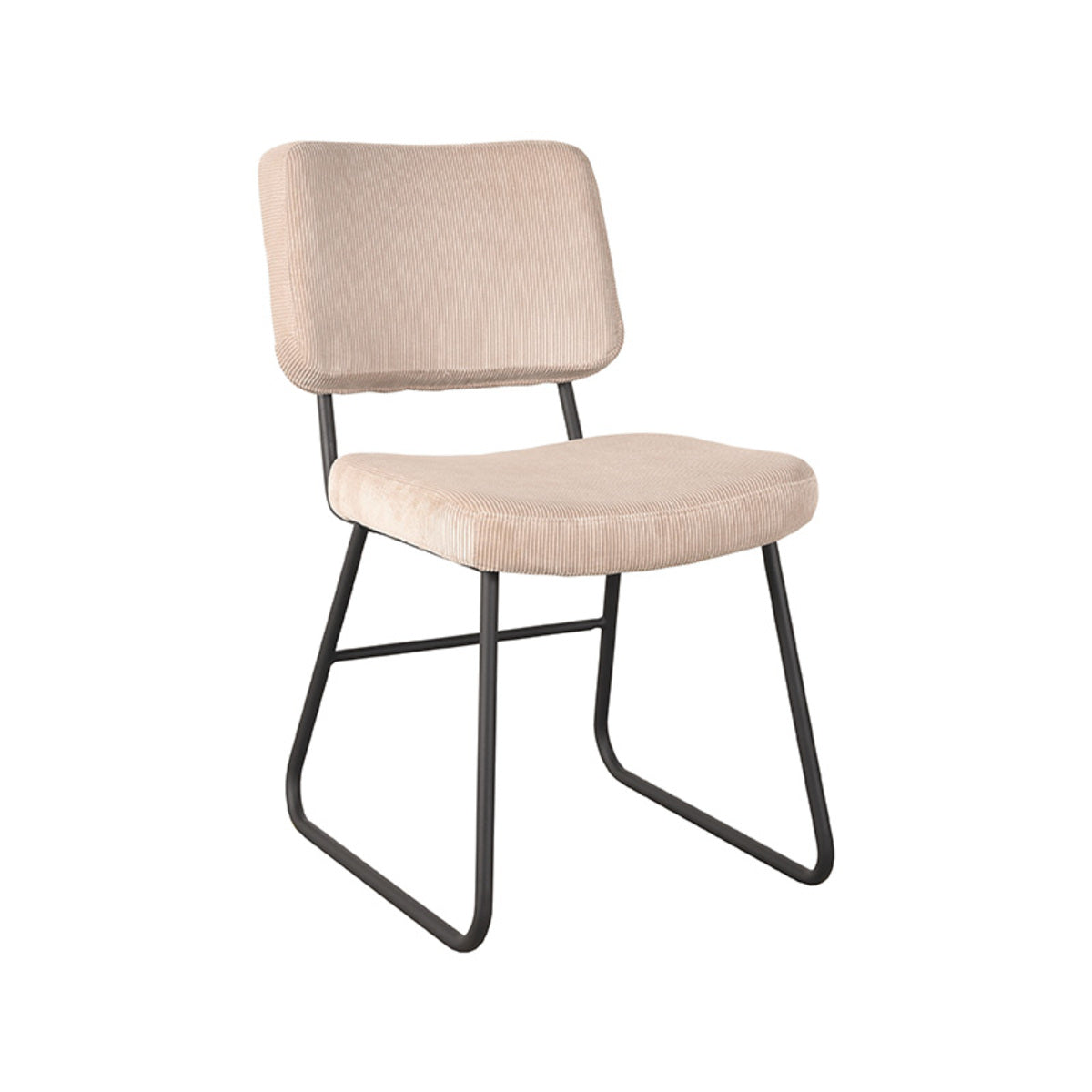 LABEL51 Eetkamerstoelen Noah - Naturel - Ribcord - Zwart Metalen Frame