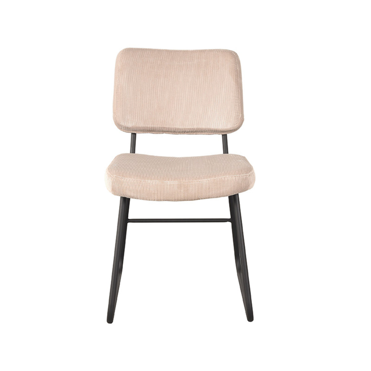 LABEL51 Eetkamerstoelen Noah - Naturel - Ribcord - Zwart Metalen Frame