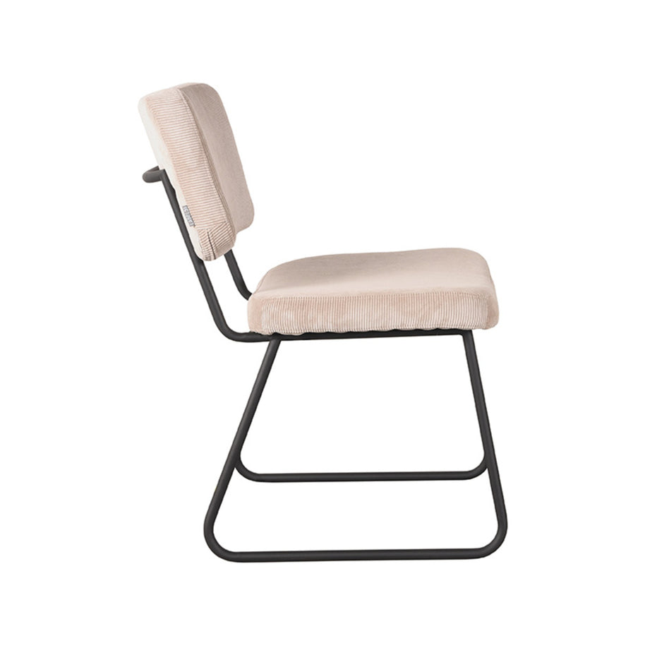 LABEL51 Eetkamerstoelen Noah - Naturel - Ribcord - Zwart Metalen Frame
