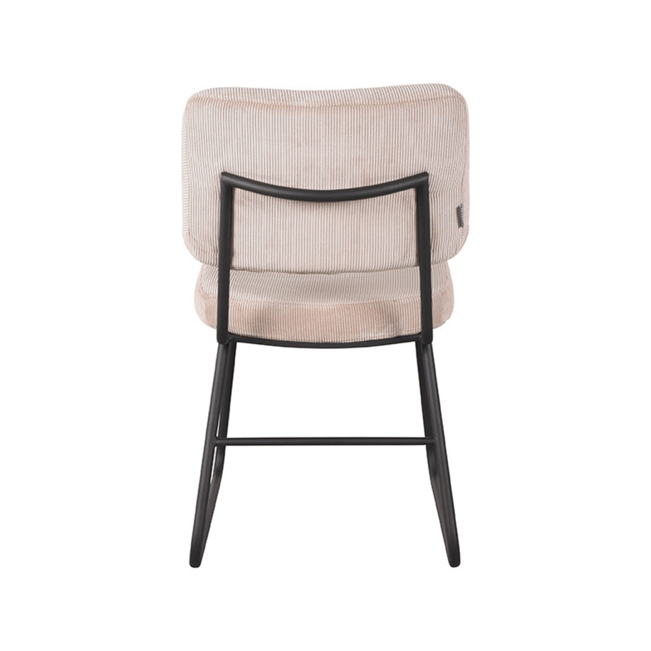 LABEL51 Eetkamerstoelen Noah - Naturel - Ribcord - Zwart Metalen Frame