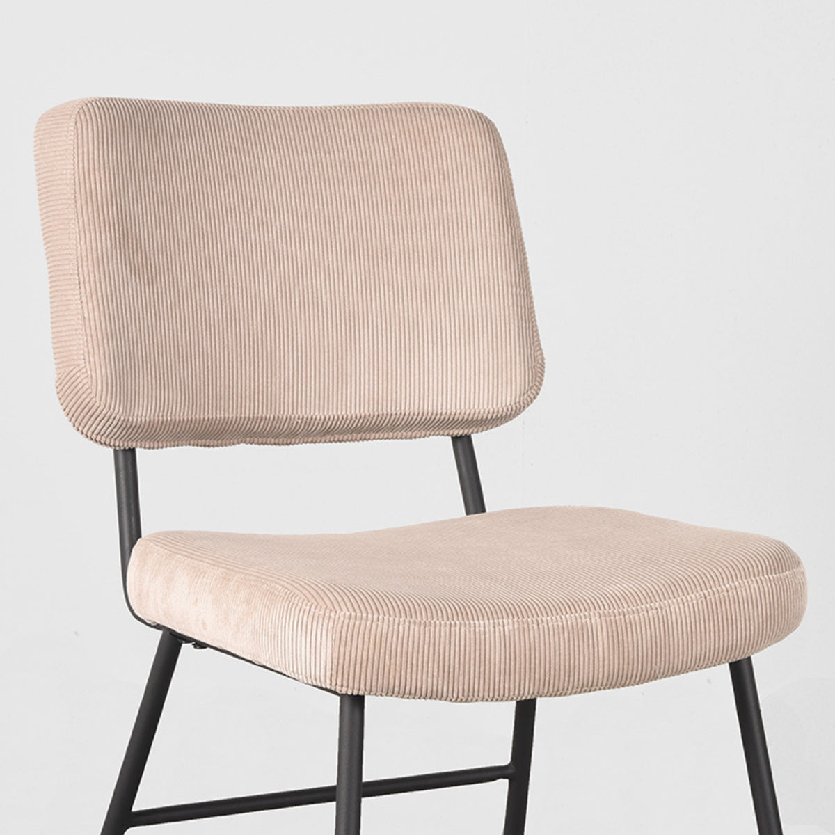 LABEL51 Eetkamerstoelen Noah - Naturel - Ribcord - Zwart Metalen Frame