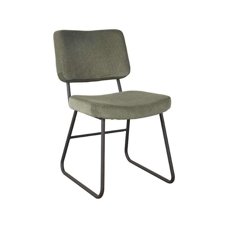 LABEL51 Eetkamerstoelen Noah - Forest - Ribcord - Zwart Metalen Frame