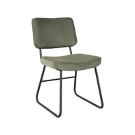 LABEL51 Eetkamerstoelen Noah - Forest - Ribcord - Zwart Metalen Frame