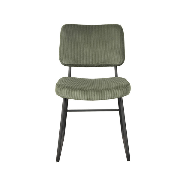 LABEL51 Eetkamerstoelen Noah - Forest - Ribcord - Zwart Metalen Frame