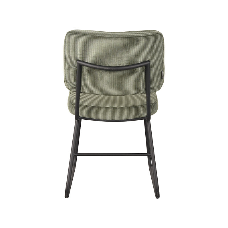LABEL51 Eetkamerstoelen Noah - Forest - Ribcord - Zwart Metalen Frame