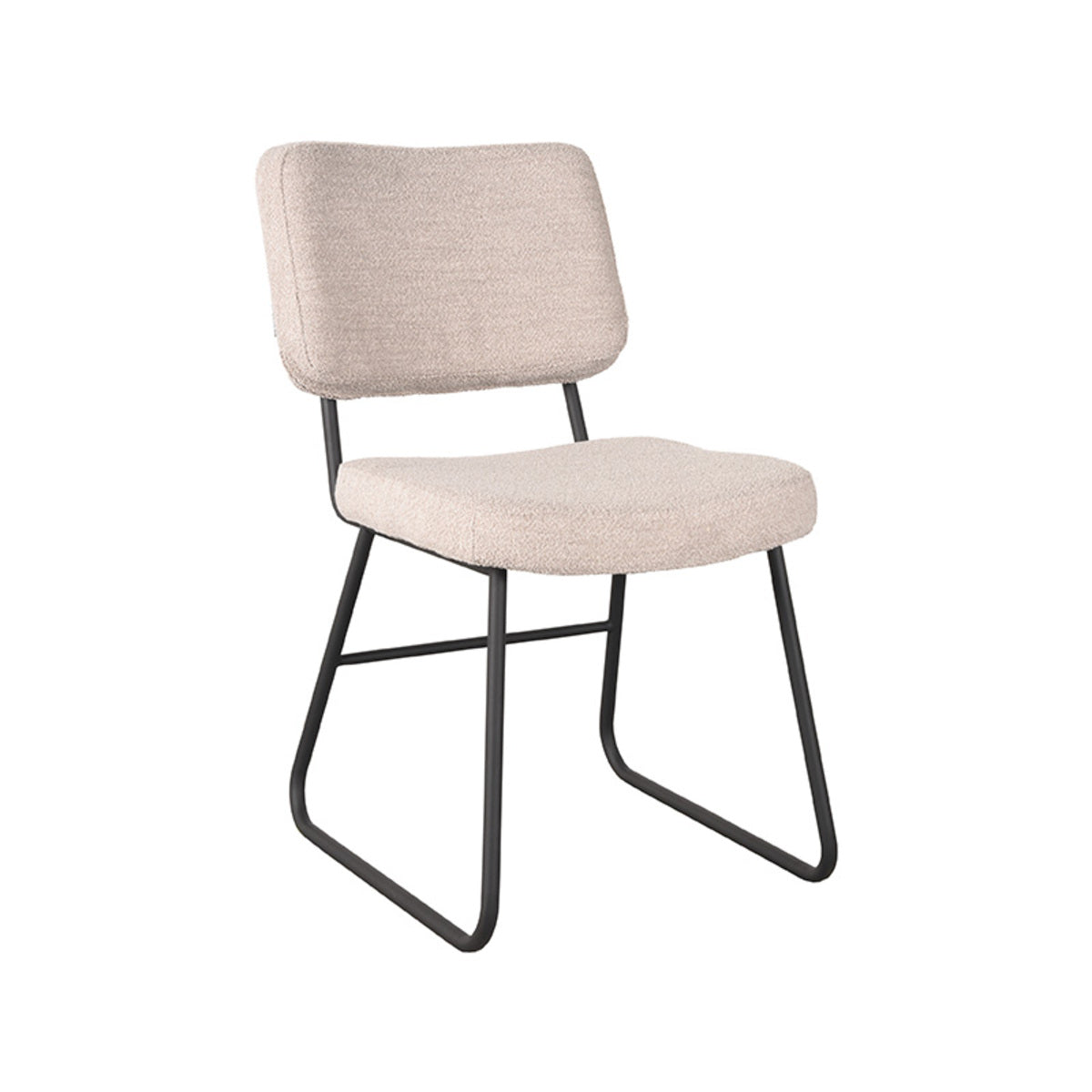 LABEL51 Eetkamerstoelen Noah - Naturel - Boucle - Zwart Metalen Frame