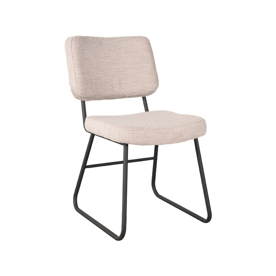 LABEL51 Eetkamerstoelen Noah - Naturel - Boucle - Zwart Metalen Frame