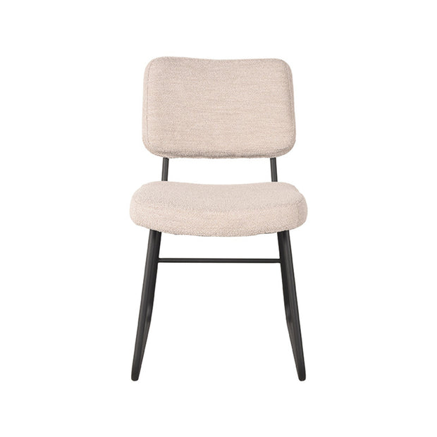 LABEL51 Eetkamerstoelen Noah - Naturel - Boucle - Zwart Metalen Frame