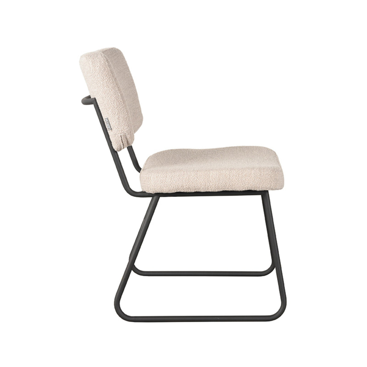 LABEL51 Eetkamerstoelen Noah - Naturel - Boucle - Zwart Metalen Frame