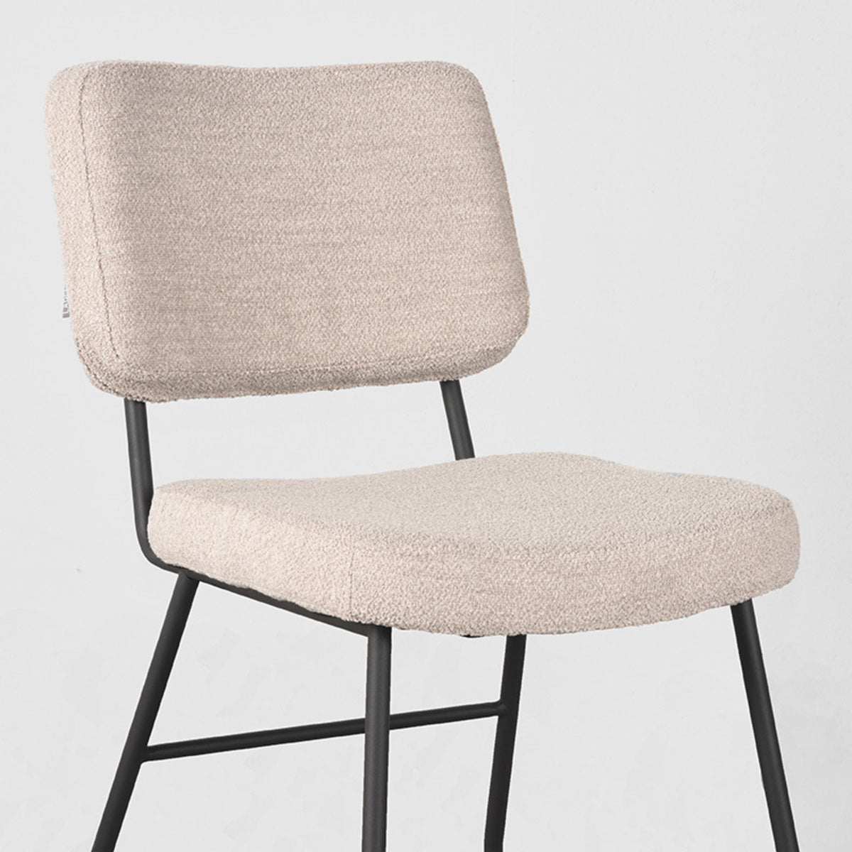 LABEL51 Eetkamerstoelen Noah - Naturel - Boucle - Zwart Metalen Frame