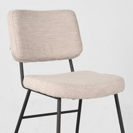 LABEL51 Eetkamerstoelen Noah - Naturel - Boucle - Zwart Metalen Frame