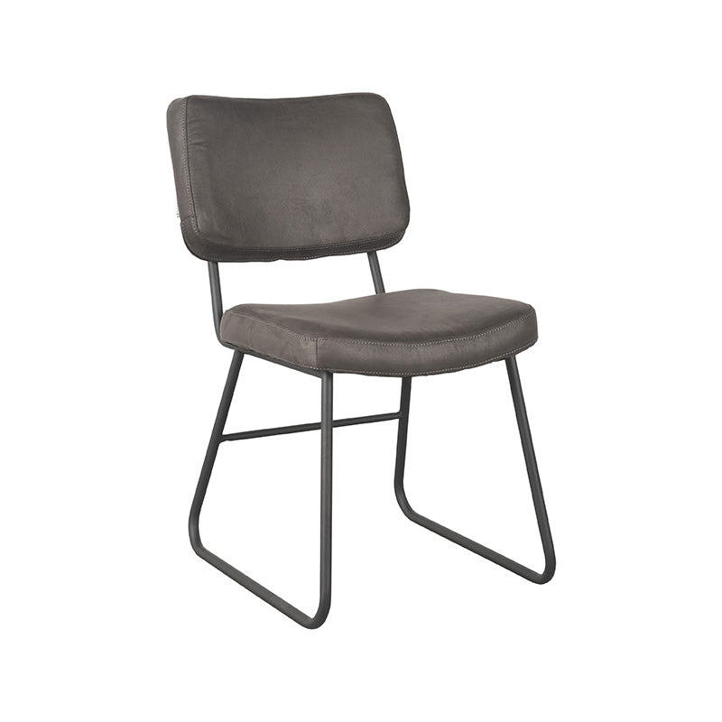 LABEL51 Eetkamerstoelen Noah - Antraciet - Kunstleder - Zwart Metalen Frame