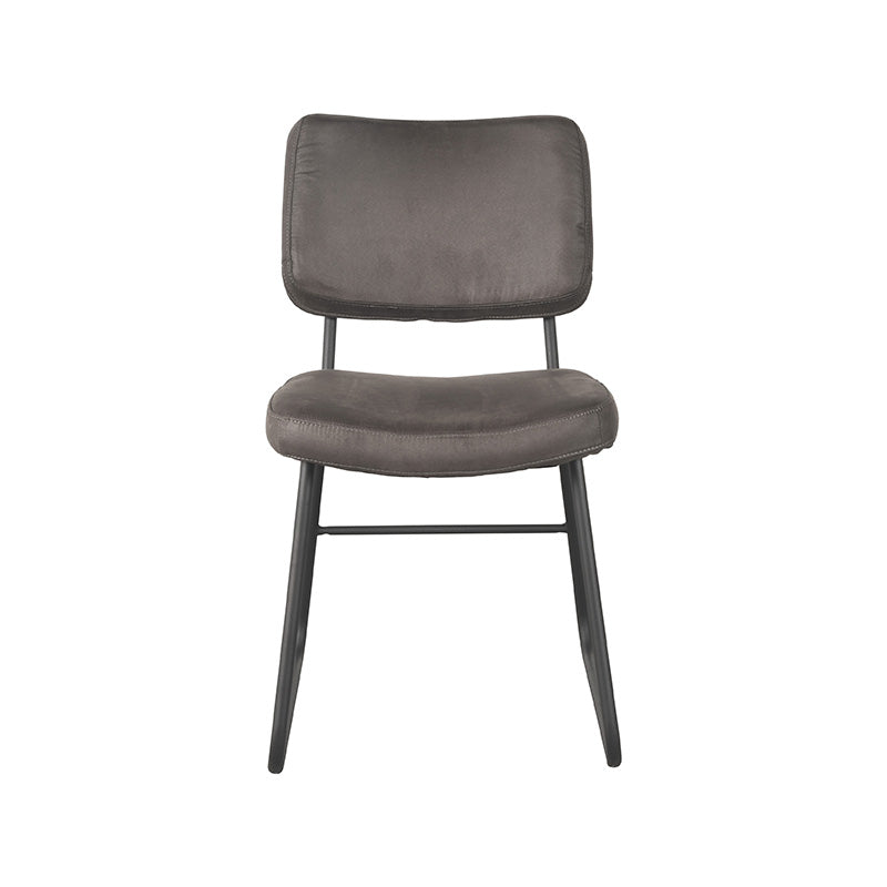 LABEL51 Eetkamerstoelen Noah - Antraciet - Kunstleder - Zwart Metalen Frame