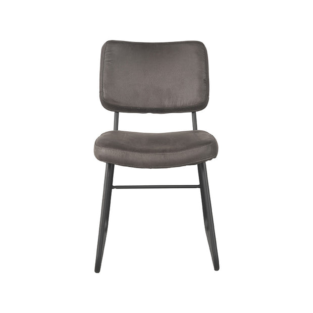 LABEL51 Eetkamerstoelen Noah - Antraciet - Kunstleder - Zwart Metalen Frame