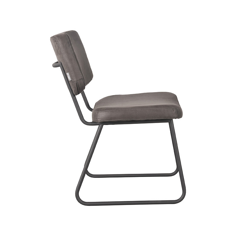 LABEL51 Eetkamerstoelen Noah - Antraciet - Kunstleder - Zwart Metalen Frame
