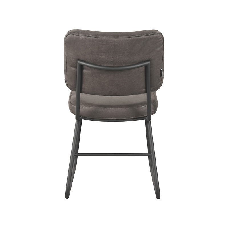 LABEL51 Eetkamerstoelen Noah - Antraciet - Kunstleder - Zwart Metalen Frame