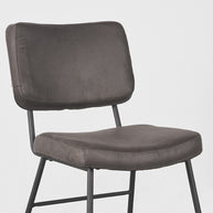 LABEL51 Eetkamerstoelen Noah - Antraciet - Kunstleder - Zwart Metalen Frame