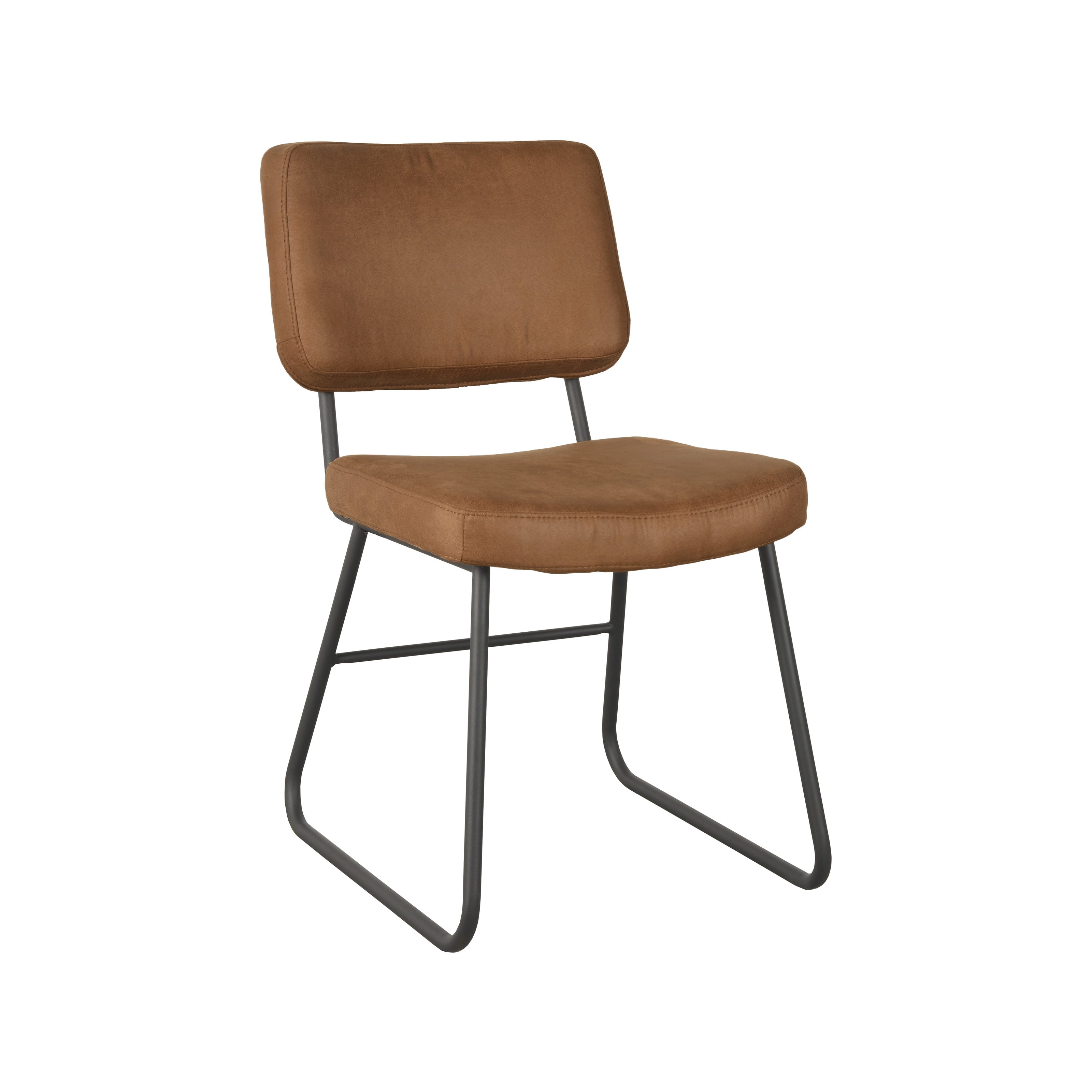 LABEL51 Eetkamerstoelen Noah - Cognac - Kunstleder - Zwart Metalen Frame