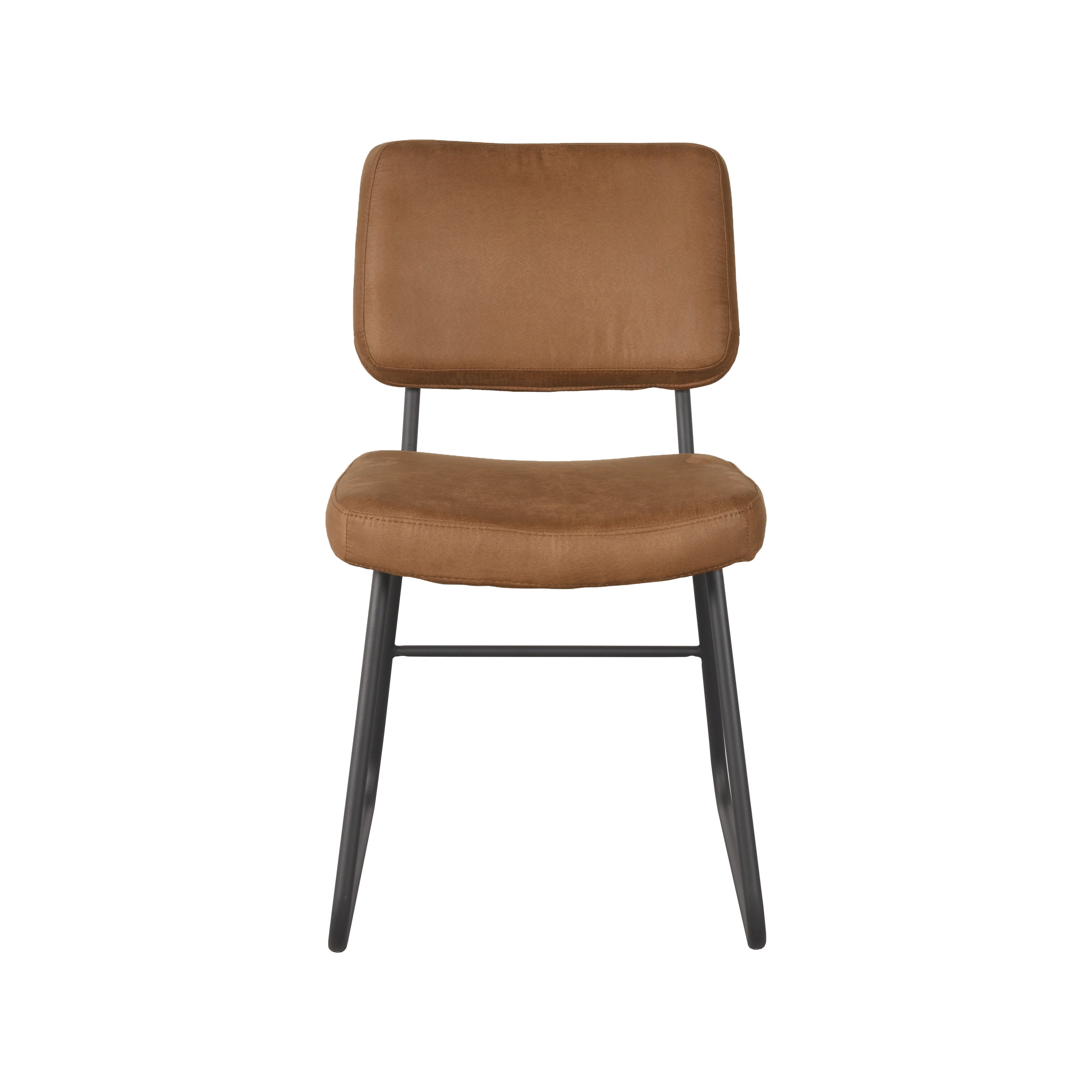 LABEL51 Eetkamerstoelen Noah - Cognac - Kunstleder - Zwart Metalen Frame