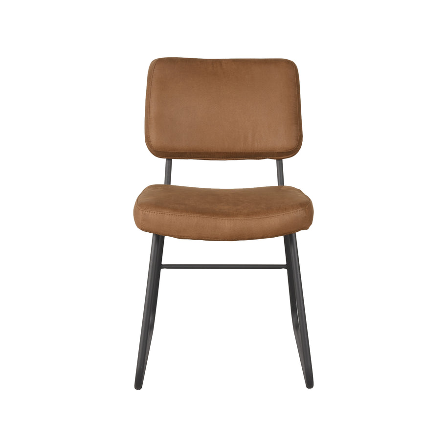 LABEL51 Eetkamerstoelen Noah - Cognac - Kunstleder - Zwart Metalen Frame