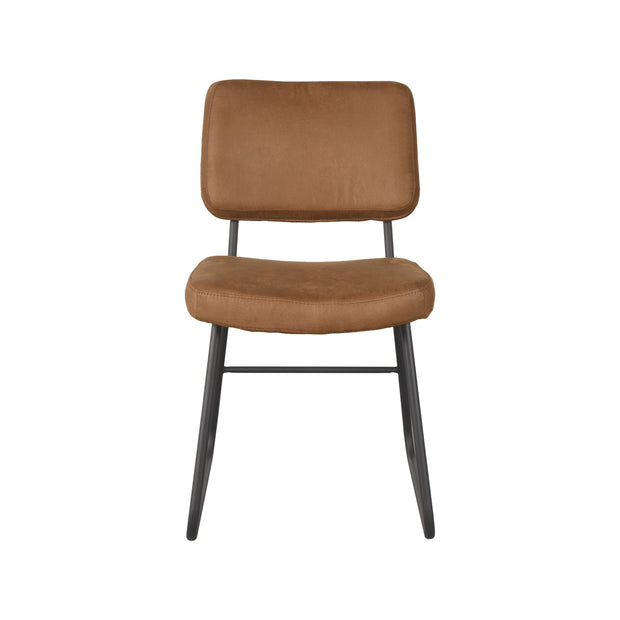 LABEL51 Eetkamerstoelen Noah - Cognac - Kunstleder - Zwart Metalen Frame