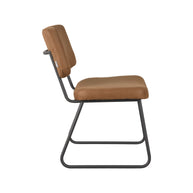 LABEL51 Eetkamerstoelen Noah - Cognac - Kunstleder - Zwart Metalen Frame
