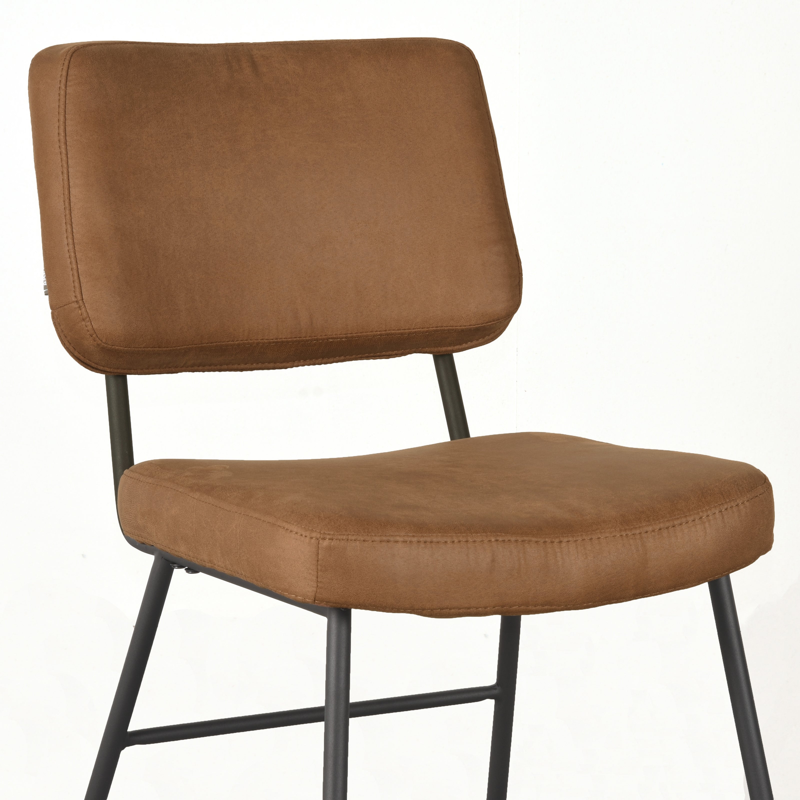 LABEL51 Eetkamerstoelen Noah - Cognac - Kunstleder - Zwart Metalen Frame