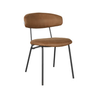 LABEL51 Eetkamerstoelen Zack - Cognac - Kunstleder - Zwart Metalen Frame