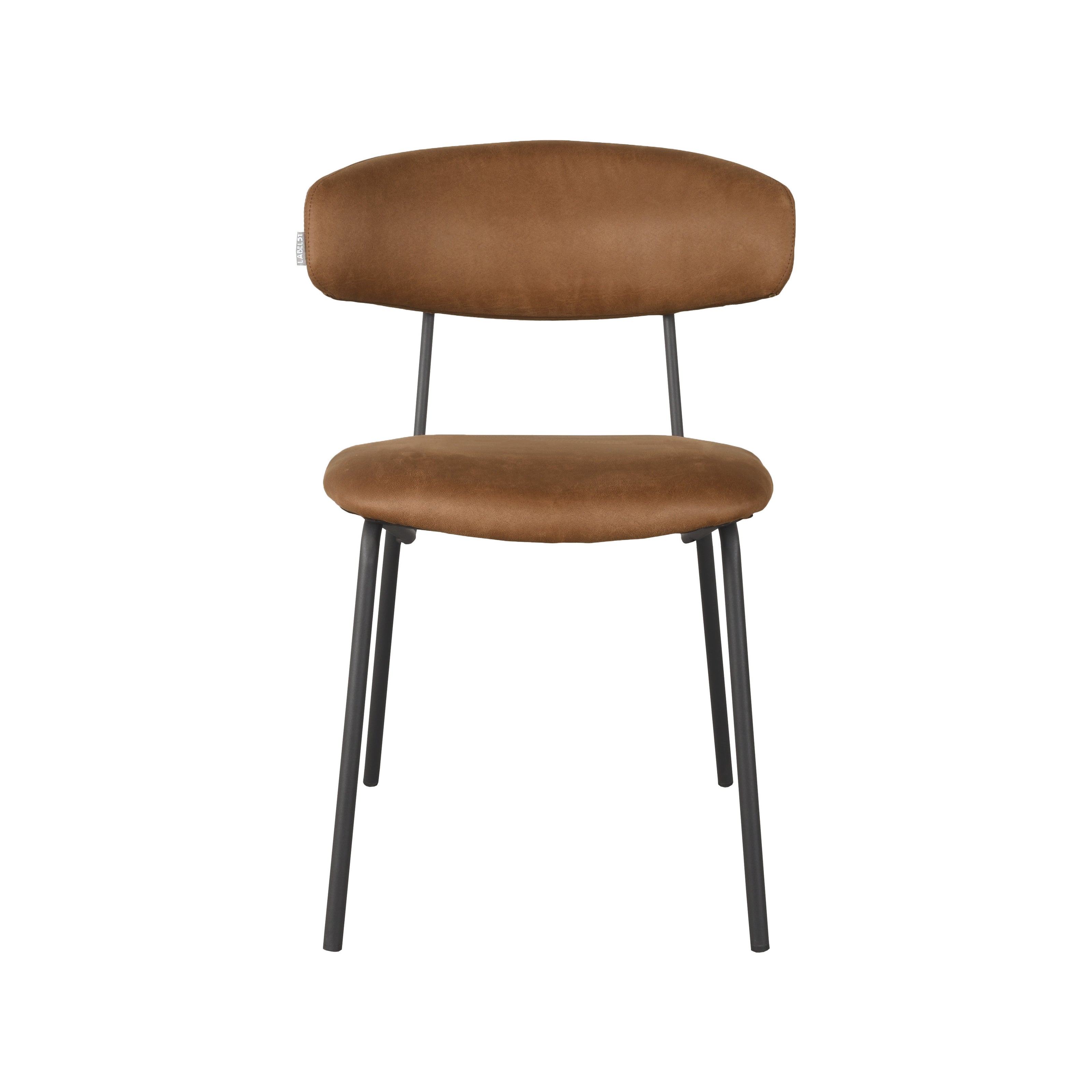 LABEL51 Eetkamerstoelen Zack - Cognac - Kunstleder - Zwart Metalen Frame
