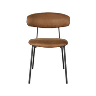 LABEL51 Eetkamerstoelen Zack - Cognac - Kunstleder - Zwart Metalen Frame