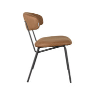 LABEL51 Eetkamerstoelen Zack - Cognac - Kunstleder - Zwart Metalen Frame