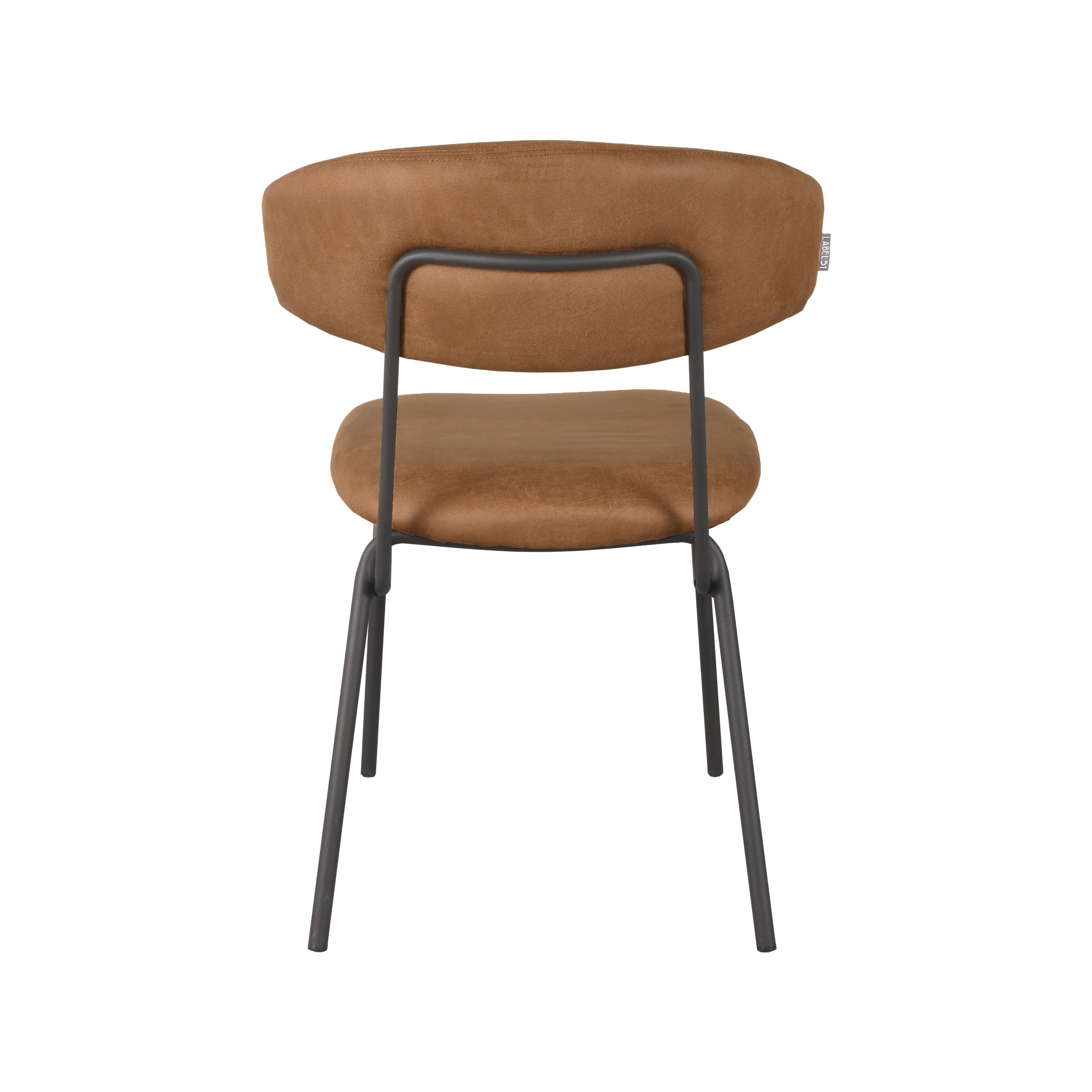 LABEL51 Eetkamerstoelen Zack - Cognac - Kunstleder - Zwart Metalen Frame