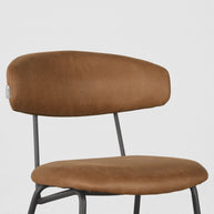 LABEL51 Eetkamerstoelen Zack - Cognac - Kunstleder - Zwart Metalen Frame