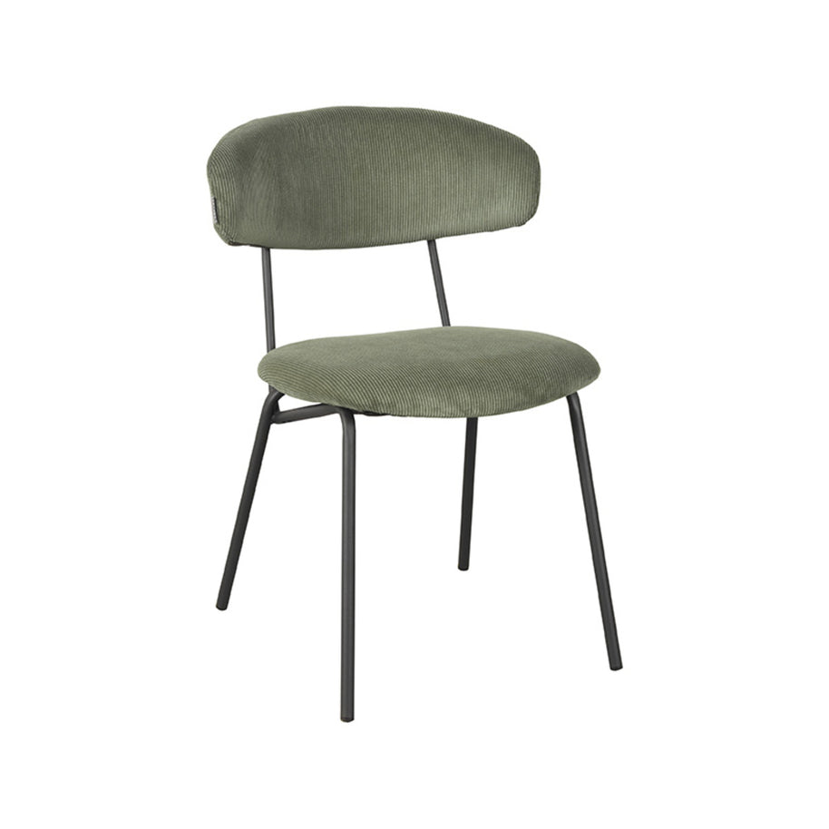 LABEL51 Eetkamerstoelen Zack - Forest - Ribcord - Zwart Metalen Frame