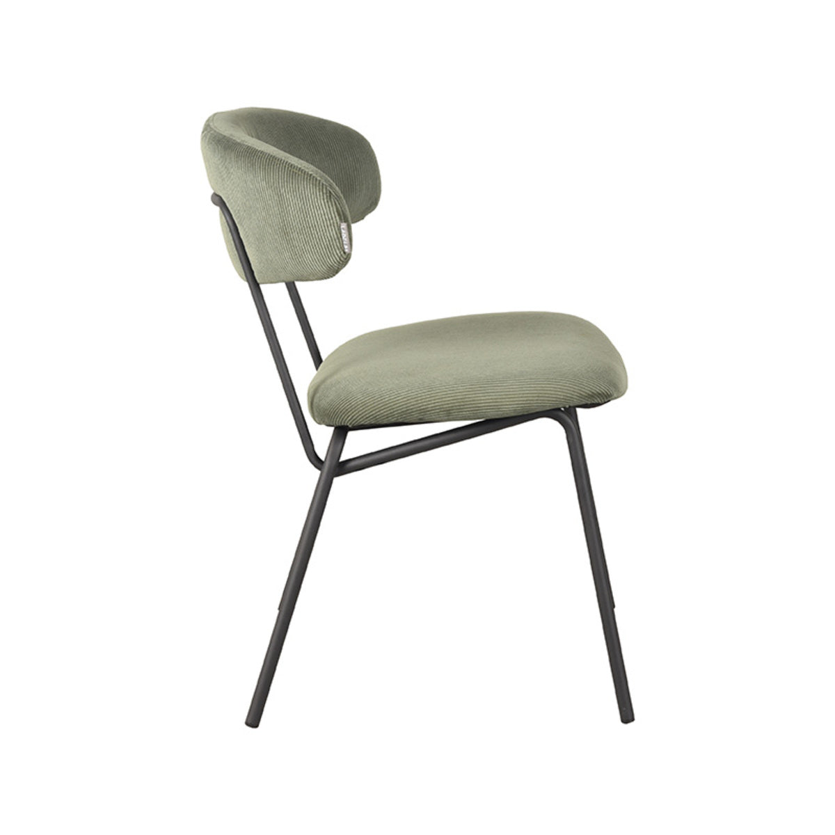 LABEL51 Eetkamerstoelen Zack - Forest - Ribcord - Zwart Metalen Frame