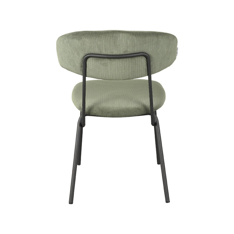 LABEL51 Eetkamerstoelen Zack - Forest - Ribcord - Zwart Metalen Frame