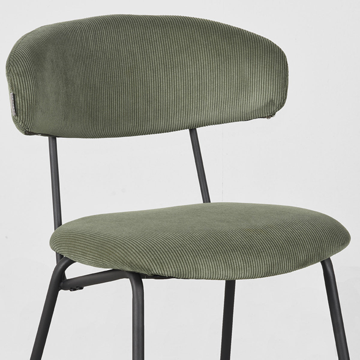 LABEL51 Eetkamerstoelen Zack - Forest - Ribcord - Zwart Metalen Frame