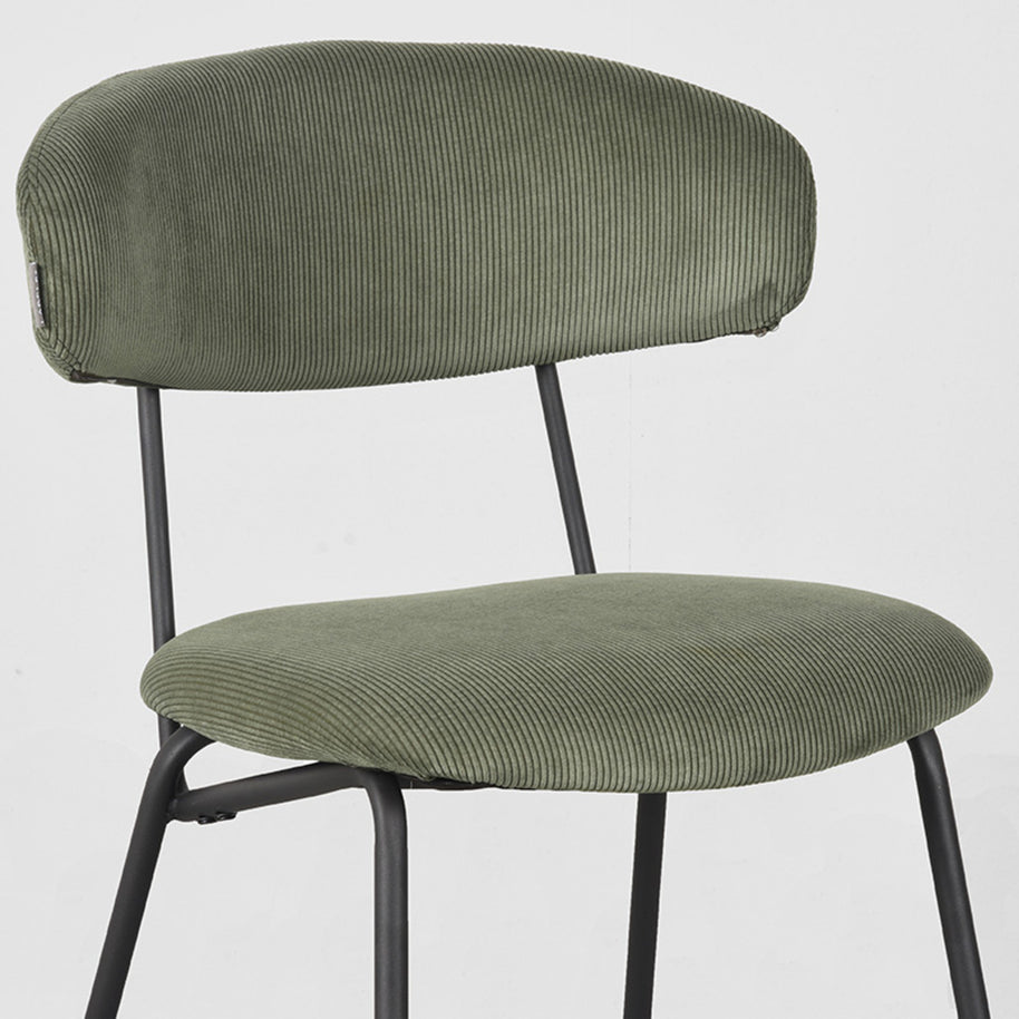 LABEL51 Eetkamerstoelen Zack - Forest - Ribcord - Zwart Metalen Frame