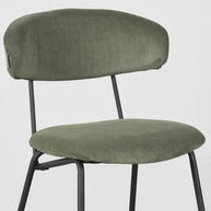 LABEL51 Eetkamerstoelen Zack - Forest - Ribcord - Zwart Metalen Frame