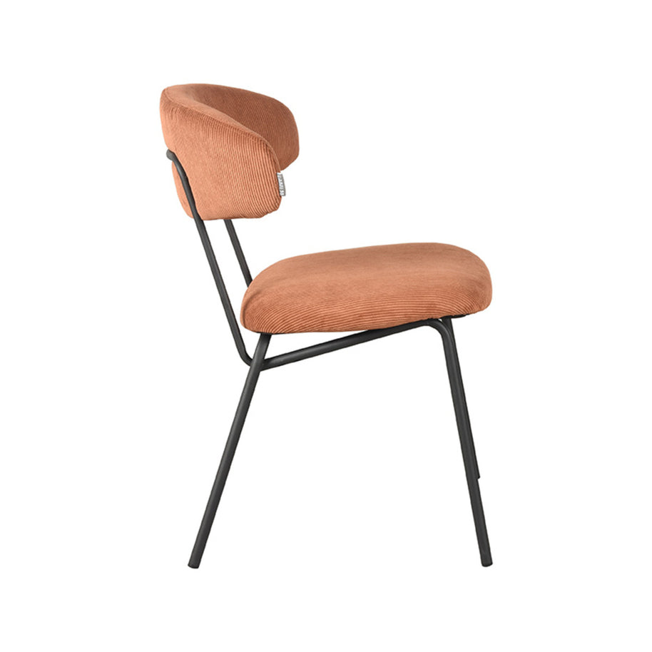 LABEL51 Eetkamerstoelen Zack - Rust - Ribcord - Zwart Metalen Frame