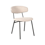 LABEL51 Eetkamerstoelen Zack - Naturel - Boucle - Zwart Metalen Frame